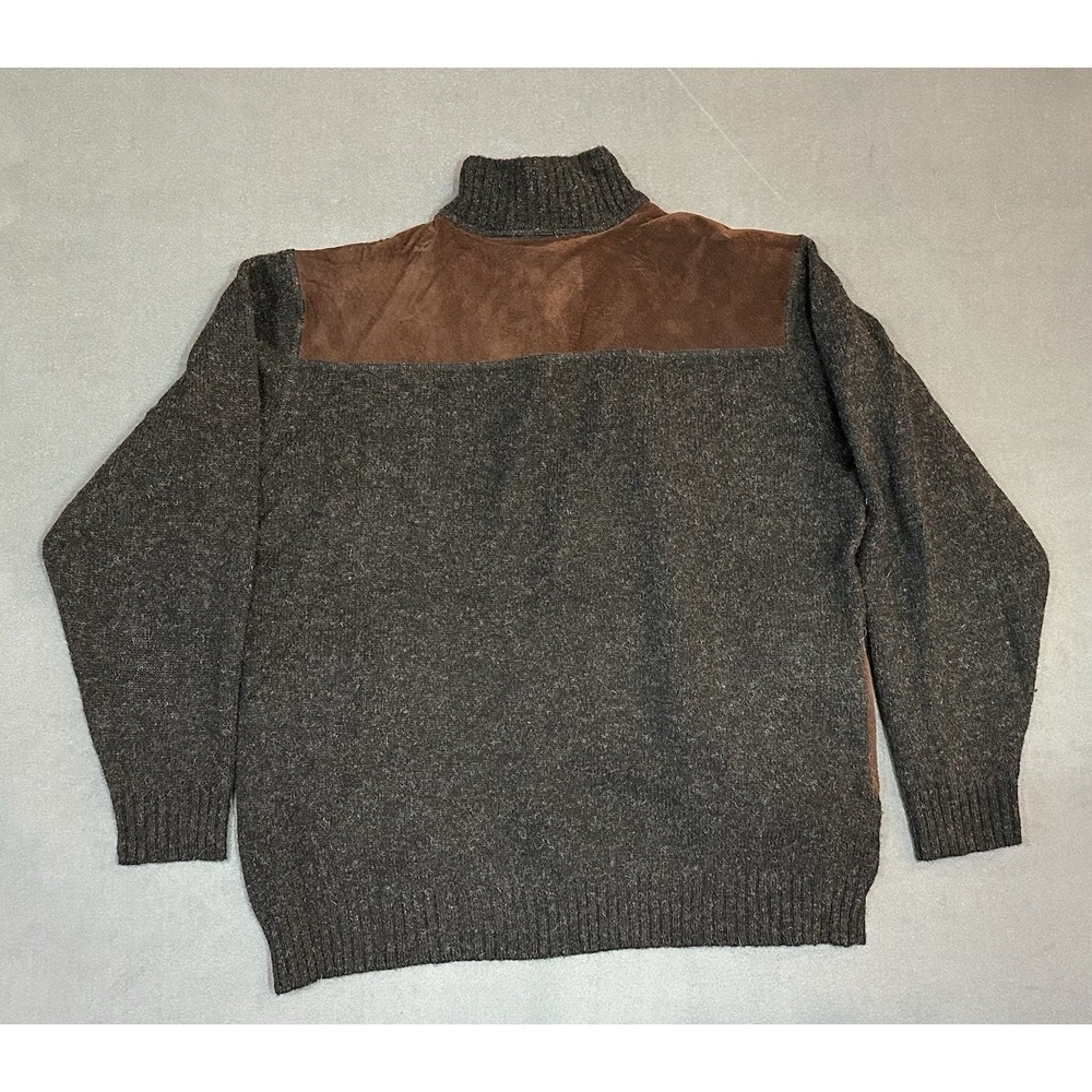 Pendleton Sweater Mens 100% Shetland Wool Quarter Zip Leather Trim Size L - Picture 2 of 12